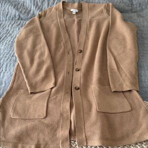 J. Jill Tan Openfront Knit Cardigan with Pockets